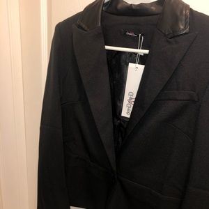 Brand New Black Blazer with leather detail